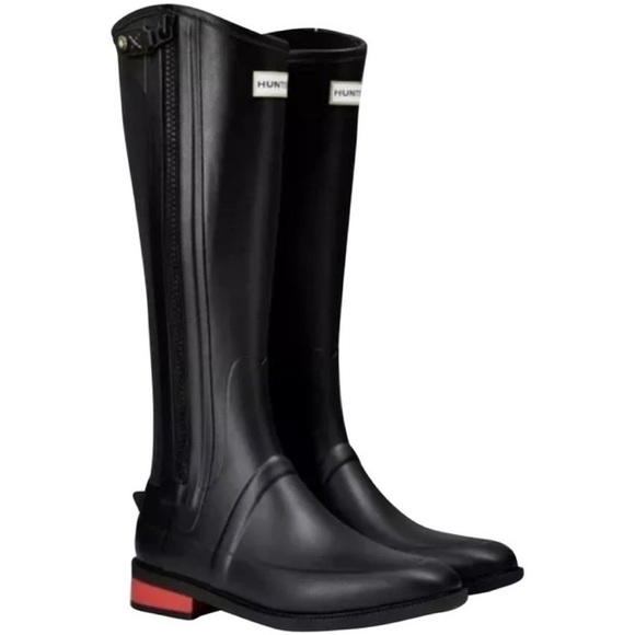 Hunter Shoes Hunter Wellesley Black Rubber Riding Boots 5 Poshmark